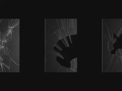 Broken Window Glass Set Low-poly 3D model