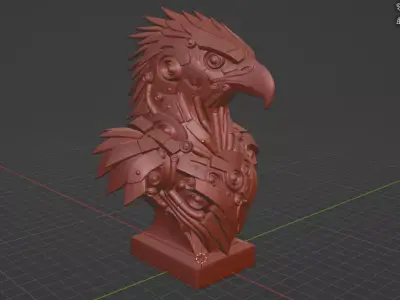 Cyber Eagle  Futuristic Mecha Bird Bust 3D print model
