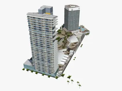 Air On Broadbeach and Sofitel Gold Coast Low-poly 3D model