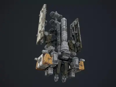 scifi-modelx497-UV-PBR spaceship Low-poly 3D model