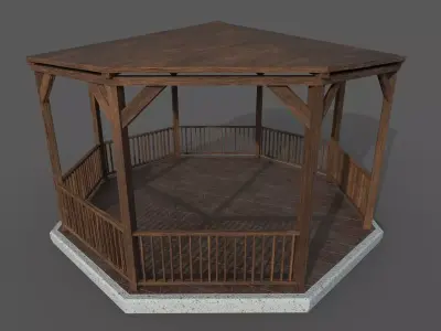 gazebo wooden Low-poly 3D model