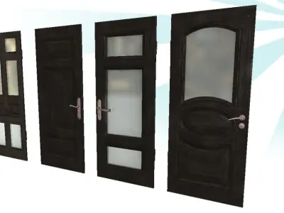 Giant door collection Low-poly 3D model