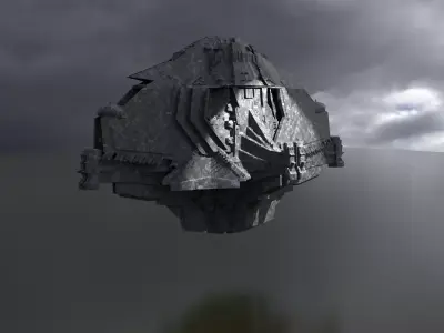 Crashed Starship collosal  exterior ship 3D model