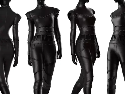 Futuristic Leather Armor Set Low-poly 3D model