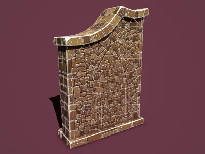 Fantasy wall 1 simple version Low-poly 3D model