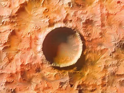 Mars Plate with crater in center  realistic 3d scene PBR  3D model