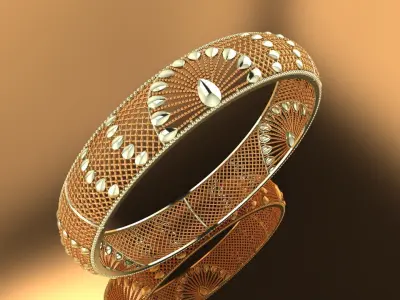 1436 Sunburst Lattice Gold Bangle 58MM-16gm 3D print model
