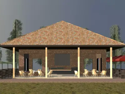 Cafe by small house 3D model