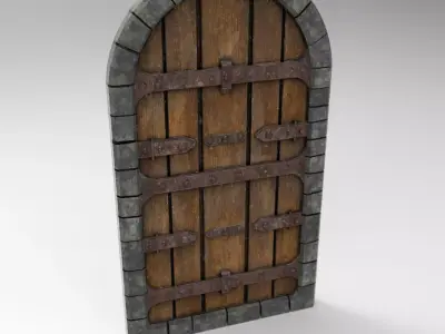 Medieval Wooden Door 3D Model  Low-poly 3D model