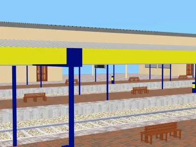 Railway Station Platform 3D Model Environment 2025 Low-poly 3D model