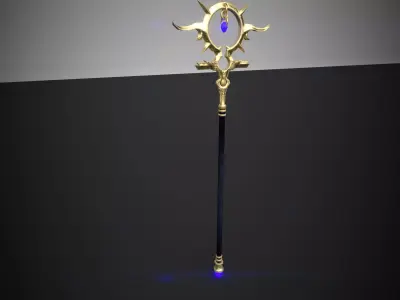 Magic space staff weapon Low-poly 3D model