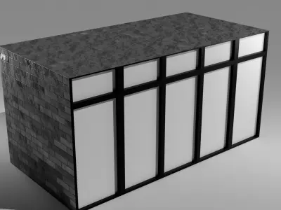 Low polygon building model Low-poly 3D model
