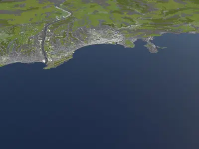 Nice France 50x50km 3D City Map 3D model