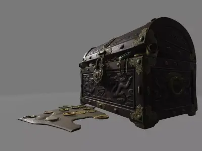 Chinese empire chest Low-poly 3D model
