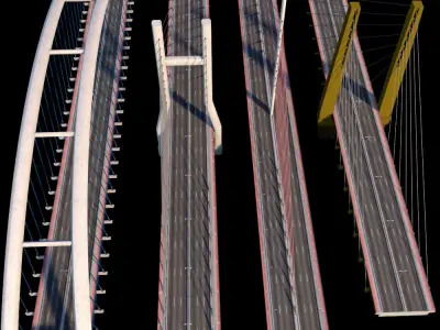 Suspended water road bridge pack collection 3D model