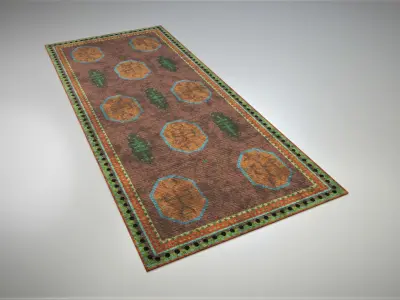 Worn Colorful Traditional Rug Low-poly 3D model