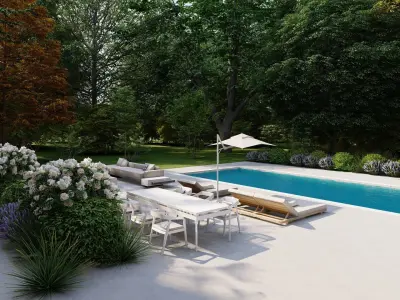 3D Exterior Scene 3D model design garden and landscape 3D model