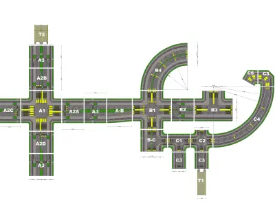 Road and intersection Low-poly 3D model