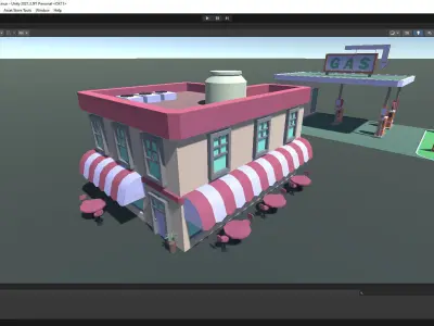 Toon Building Pack for Unity Low-poly 3D model