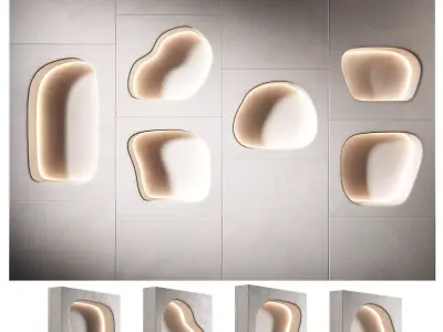 Modular niches in the wall with lighting Built-in shelves 3D model