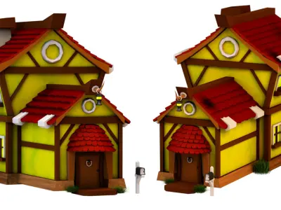 Low poly hous house with roof Free 3D model