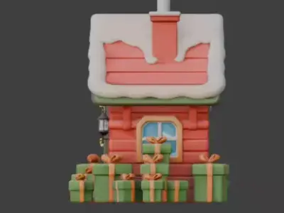Stylized Christmas Gingerbread House 3D Model Low-poly 3D model