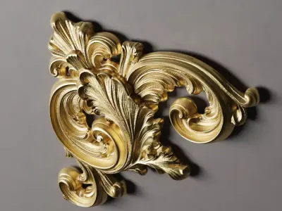 Classic Baroque Gold Corner Ornament 3D model