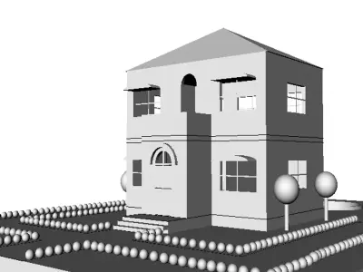 2floors House with pool 3D print model