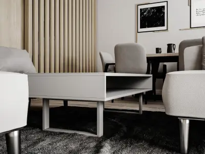 Living Room and Dining Table - Architectural Interior 01 3D model