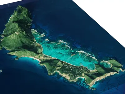 tropical island terrain lord howe island full 3d model Low-poly 3D model