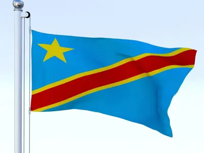 Animated Democratic Republic of Congo Flag Low-poly 3D model