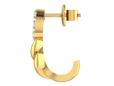 light weight  Yellow gold diamond earring 3D print model purchase