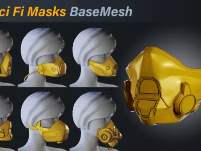 20 Sci Fi Masks Base Mesh Fbx  Obj 3D model