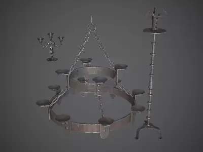 Chandelier Medieval Low-poly 3D model
