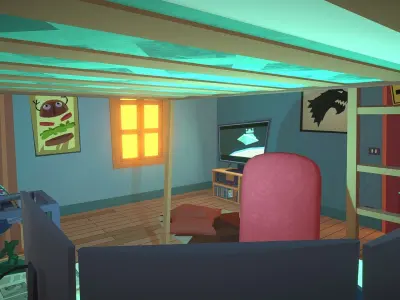 Lowpoly stylized room asset Low-poly 3D model