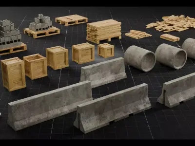 Construction Elements Set 01 Low-poly 3D model