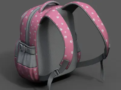 Backpack Color 3d bag baggage pockets  Low-poly 3D model