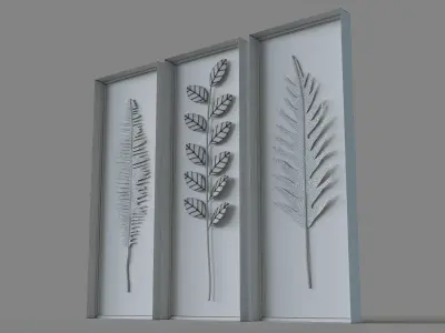 Deco 79 Contemporary Metal Leaves Wall Decor 3D model