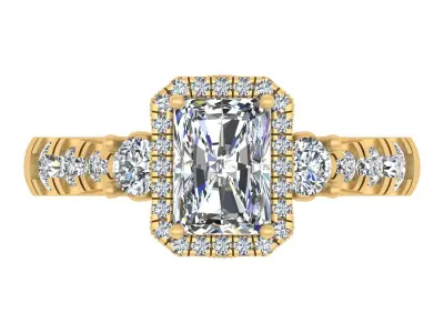 Radiant-Cut Blue Gemstone Engagement Ring  3D print model