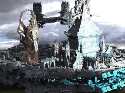 Sci-Fi City dystopia Rule city Statues 2  3D model