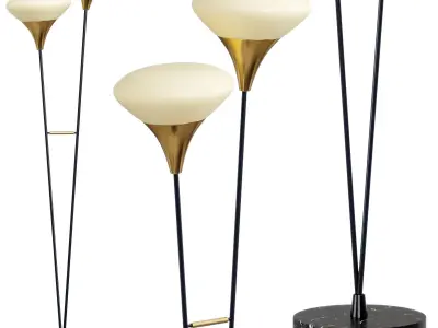 White Glass Shade Floor Lamp 3D model
