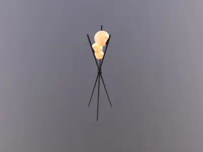 model lamp floor made of metal and glass Low-poly 3D model