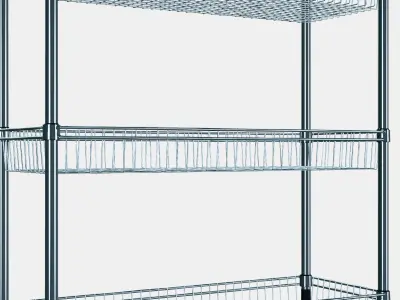 OMAR Regal with 3 baskets 1 Low-poly 3D model