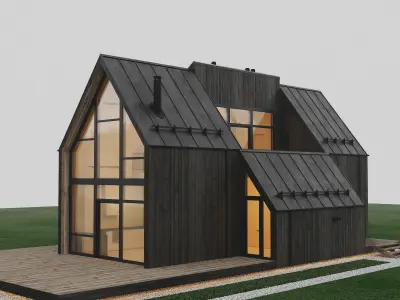 Black Barn House 3D model