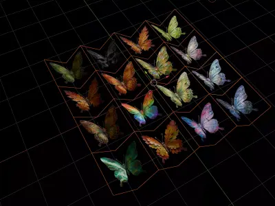 16 Leaf Butterfly Hybrid Swarm Low-poly 3D model