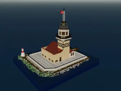 Voxel Maiden Tower Low-poly 3D model