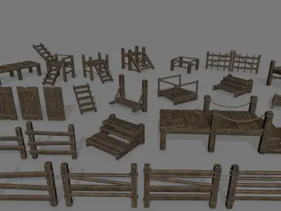 woods and ropes Low-poly 3D model