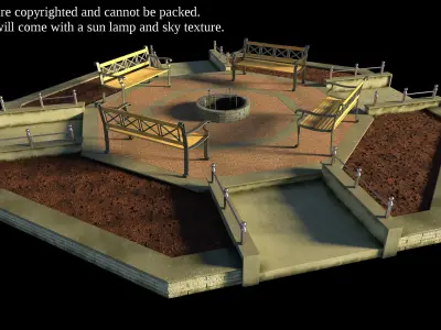 Small Octagon Garden Bed with PBR 3D model