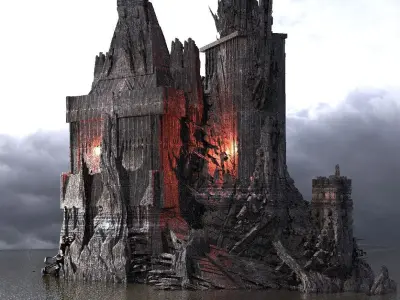 Ancient Stone Wraith Towers 4 3D model