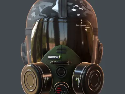 Gas mask helmet 3d model scifi Low-poly  Low-poly 3D model 189